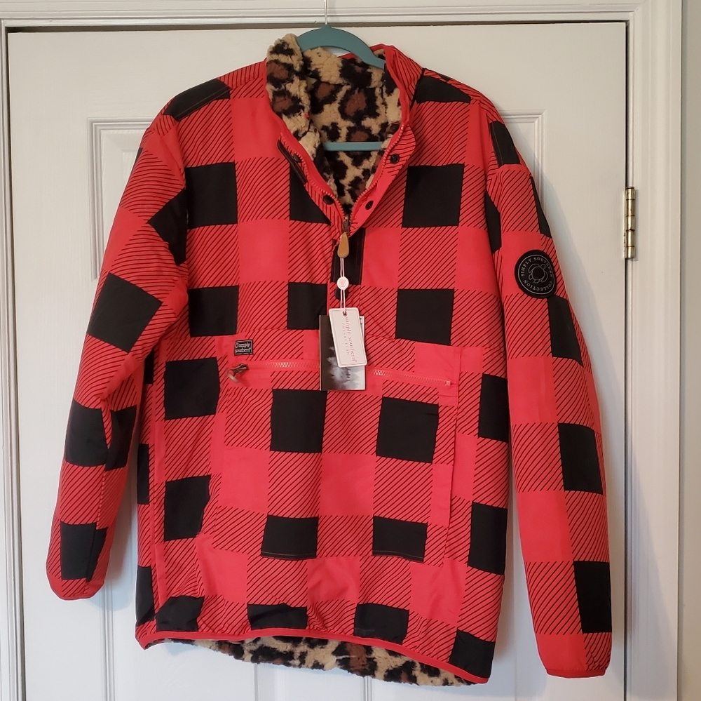 Simply Southern Pullover Reversible Leopard Plaid